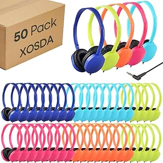 Bulk Kids and Student Wired Headphones, 50 Pack