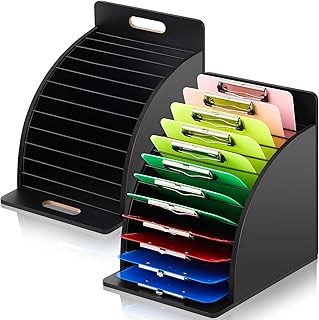 Set of two wooden clipboard holders with metal racks