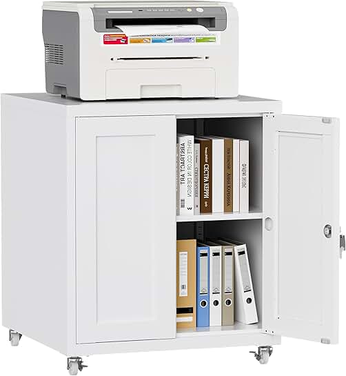 Large Printer Stand with Storage and Lock