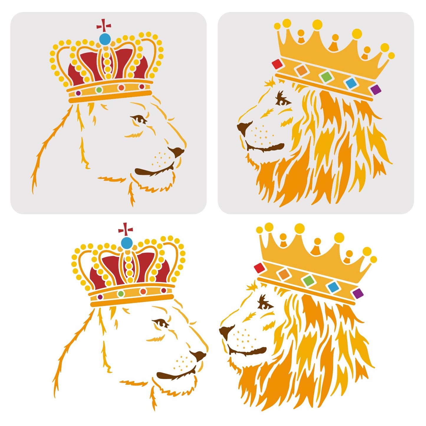 2 Pcs 11.8x11.8 Inch Queen Pattern Reusable Mylar Stencils