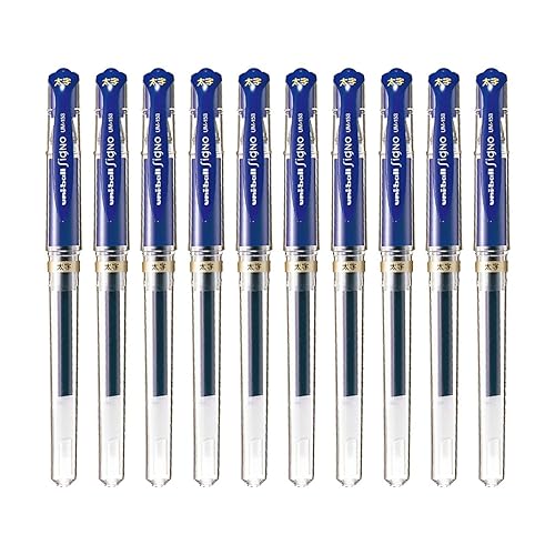 Set of 10 blue broad point ballpoint pens