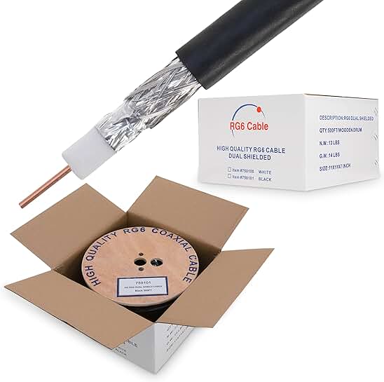 500ft RG6 Coaxial Cable with Dual Shield