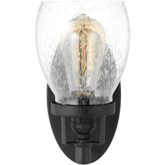 1-Light Belton Bathroom Wall Lamp Midnight Black)  Bathroom Light Fixture with Seeded Gl  Vintage Vanity Light for Bathroom Mirror, Hallway  Bedroom Decor  Clic Bathroom Accessory