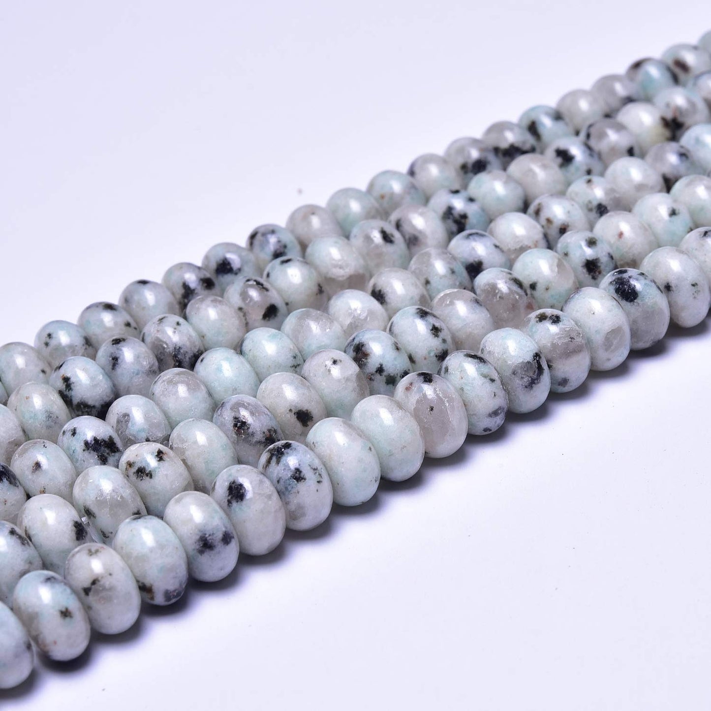 Natural Green Spot Gemstone Rondelle Beads for Jewelry Making