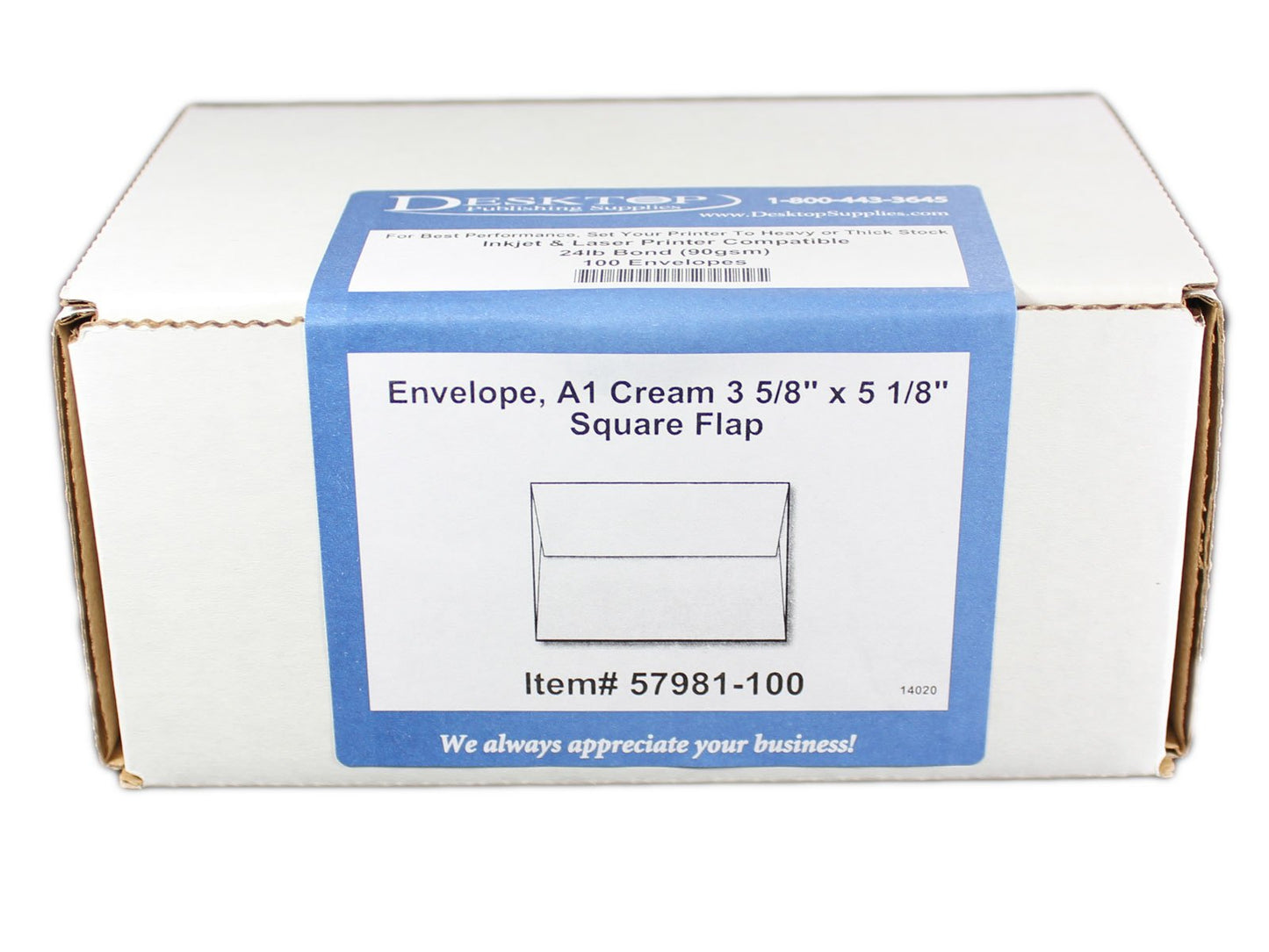 Cream Envelopes, 3 5/8" x 5 1/8", 100 Pack