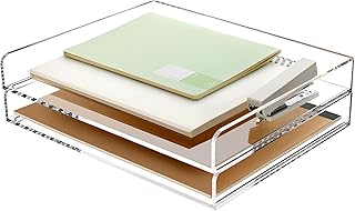 Two Clear Stackable Letter Trays for Desk Organization