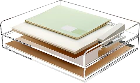 Two Clear Stackable Letter Trays for Desk Organization