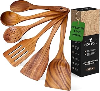 6-Piece Teak Wooden Kitchen Utensil Set