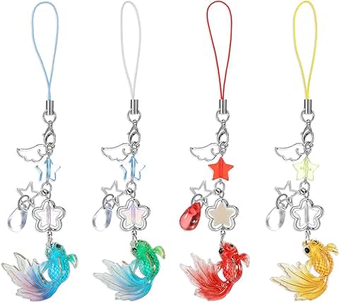 Set of four cute phone charms for bags and keys