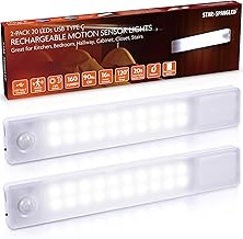 Rechargeable 8-inch Motion Sensor Under Cabinet Lights, 2 Pack