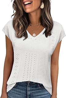 Women's V Neck Eyelet Tank Top for Summer