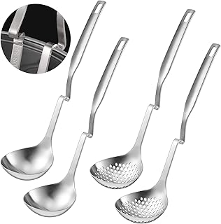 12-Inch Stainless Steel Hot Pot Ladle Set, 4 Pieces