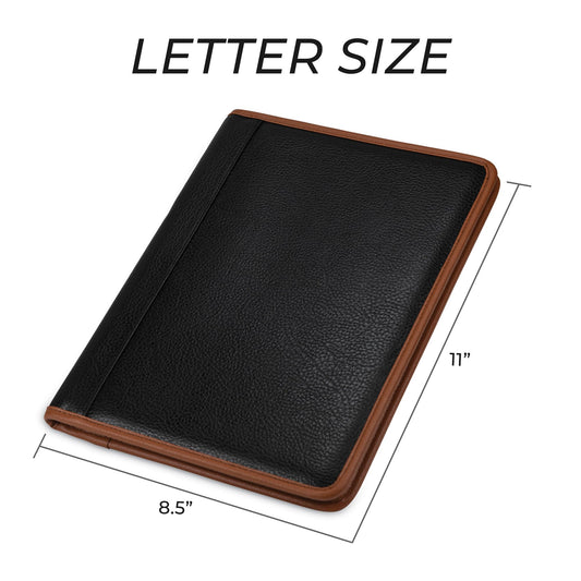 Black Leather Business Portfolio with Writing Pad