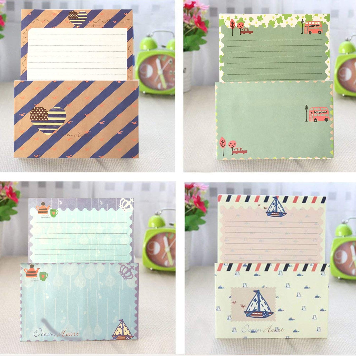 48-Piece Cute Kawaii Stationery Set with Envelopes