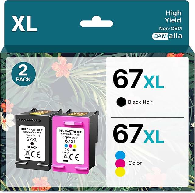 Replacement Ink for HP 67 Black and Color Cartridges
