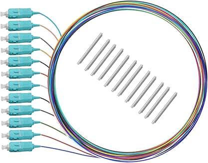 12-Strip Multi-Mode SC Fiber Optic Pigtails with Protective Sleeves