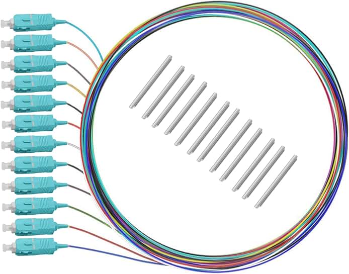 12-Strip Multi-Mode SC Fiber Optic Pigtails with Protective Sleeves