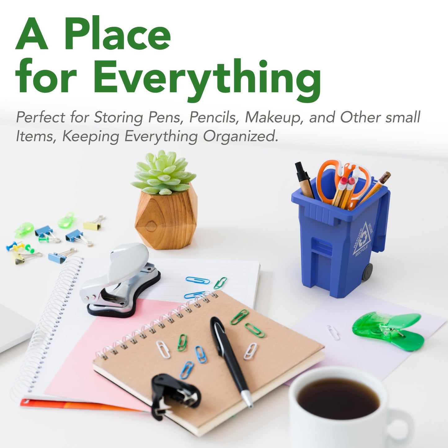 Mini Desk Trash and Pen Holder Set