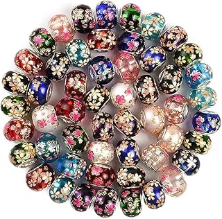 50 Japanese Color Murano Glass Flower Beads with Silver Core