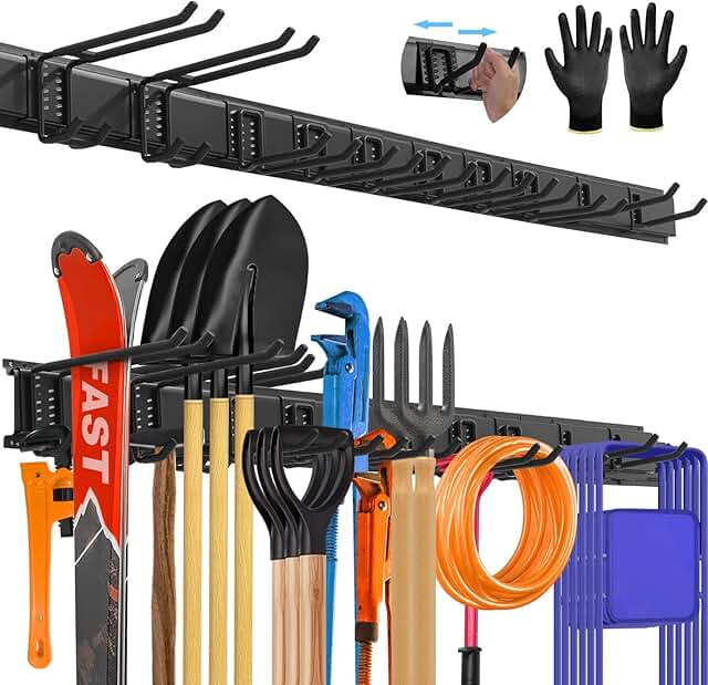 Heavy-Duty All-Metal Garage Tool Organizer Wall Mount