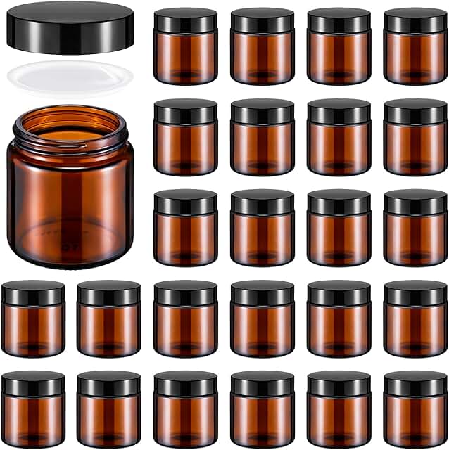 Set of 24 small glass jars with lids