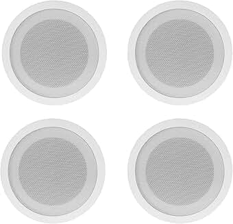 4 Pack 5-Inch Commercial Ceiling Speakers with Paintable Grills