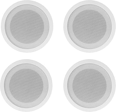 4 Pack 5-Inch Commercial Ceiling Speakers with Paintable Grills