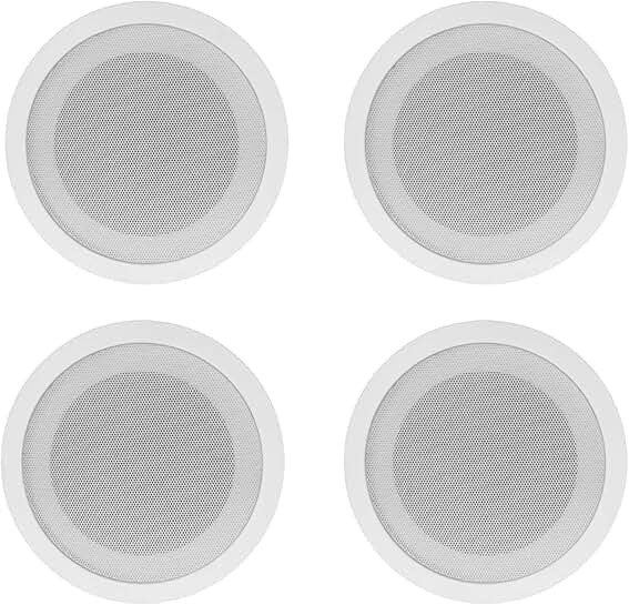 4 Pack 5-Inch Commercial Ceiling Speakers with Paintable Grills