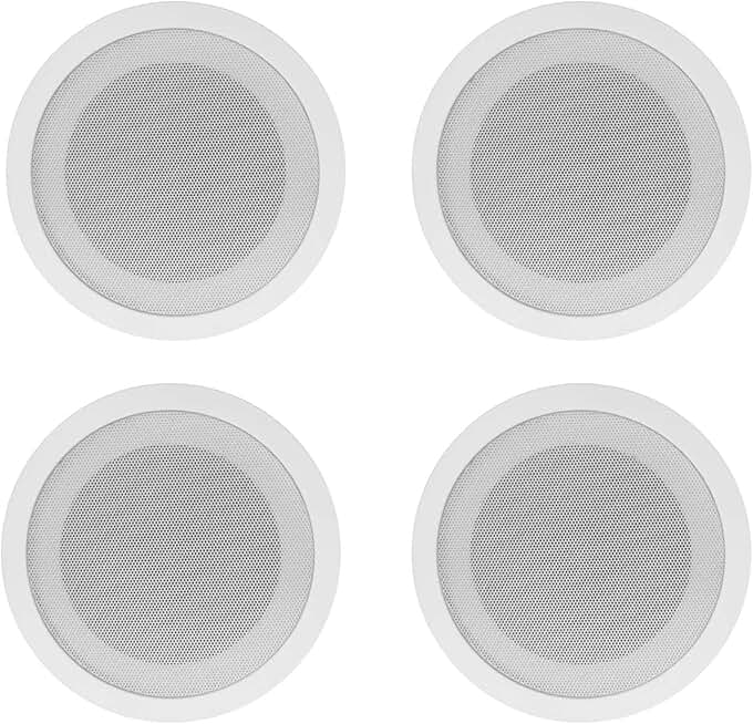 4 Pack 5-Inch Commercial Ceiling Speakers with Paintable Grills