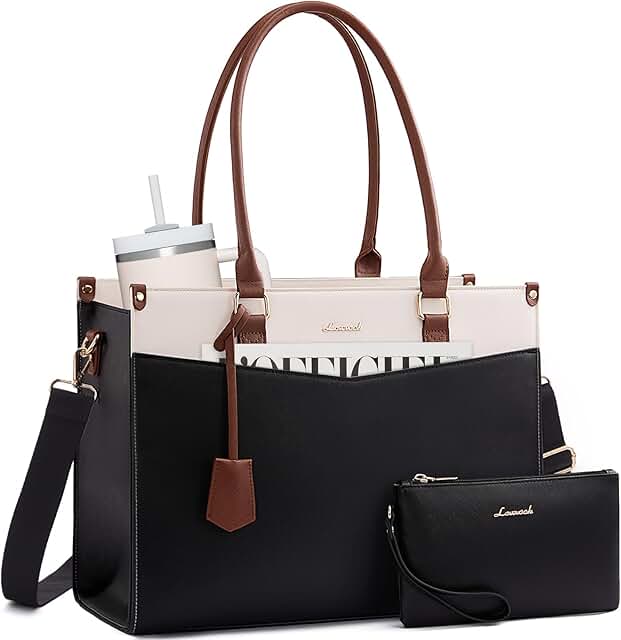 Women’s 2-in-1 Laptop Bag with Clutch and Cup Holder