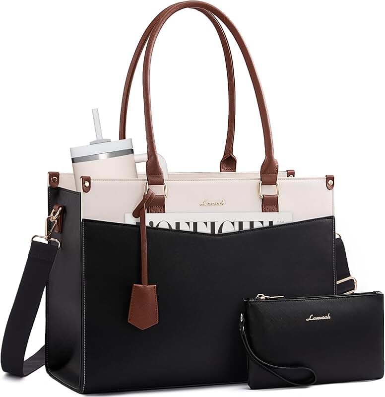Women’s 2-in-1 Laptop Bag with Clutch and Cup Holder