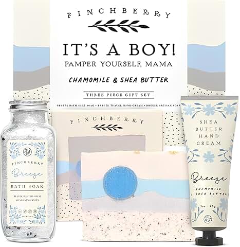 Baby Boy Shower Gift Set with Soap, Bath Soak, and Hand Cream