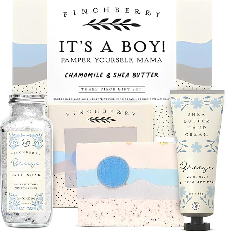 Baby Boy Shower Gift Set with Soap, Bath Soak, and Hand Cream