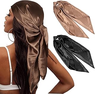 Two 35-inch Satin Head Scarves for Women