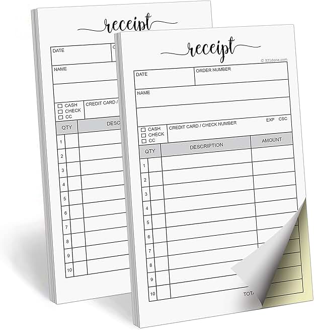 Two-Part Carbonless Receipt Pad, 2-Pack, 3.4x5.5