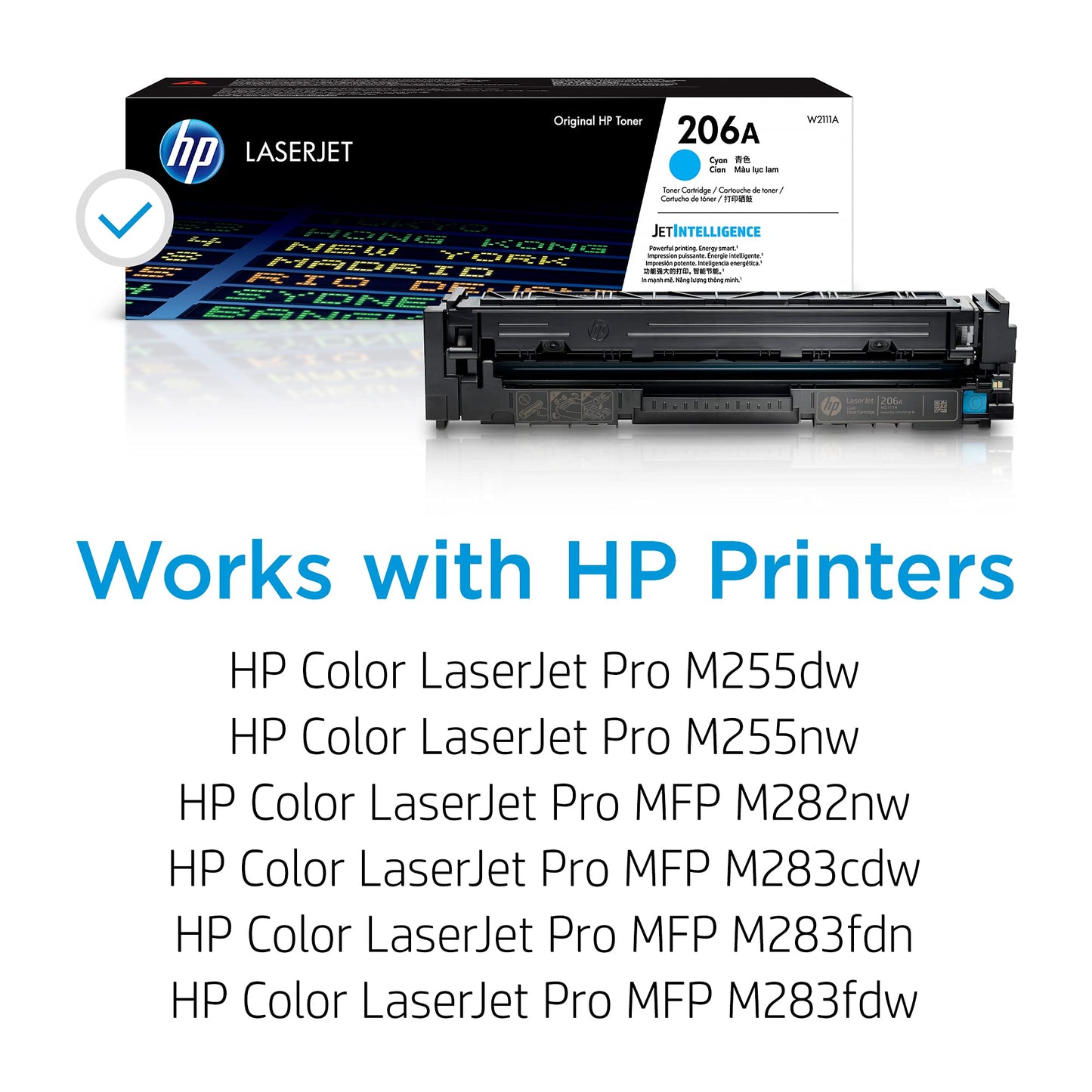 Original 206A Cyan Toner Cartridge | Works with Color LaserJet Pro M255, Color LaserJet Pro MFP M282, M283 Series | W2111A