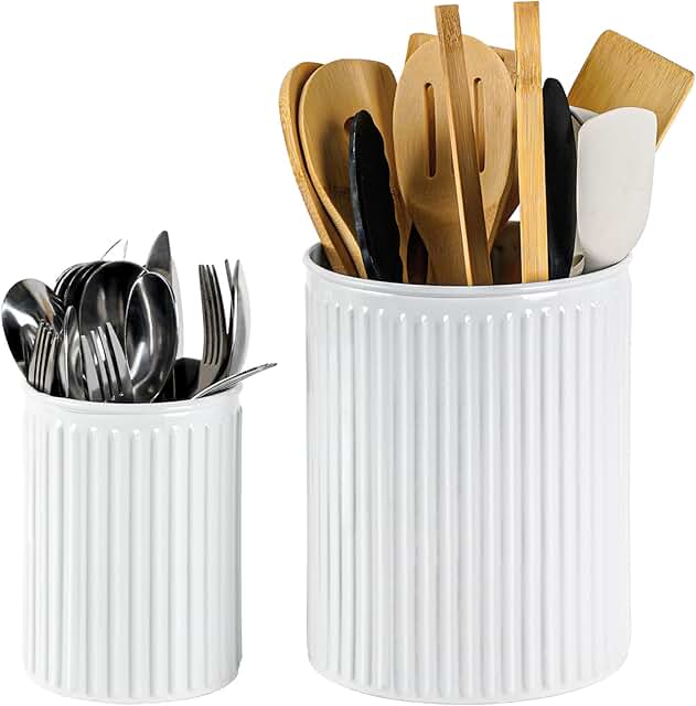 Two Metal Utensil Holders for Kitchen Counter