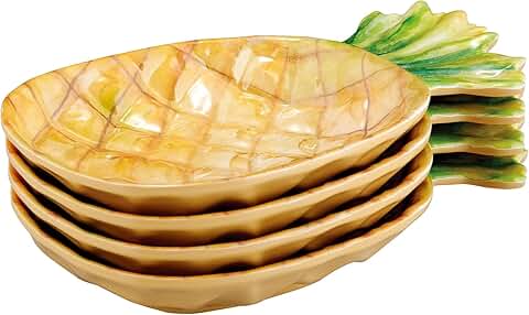 Set of 4 Pineapple-Shaped Melamine Dessert Plates