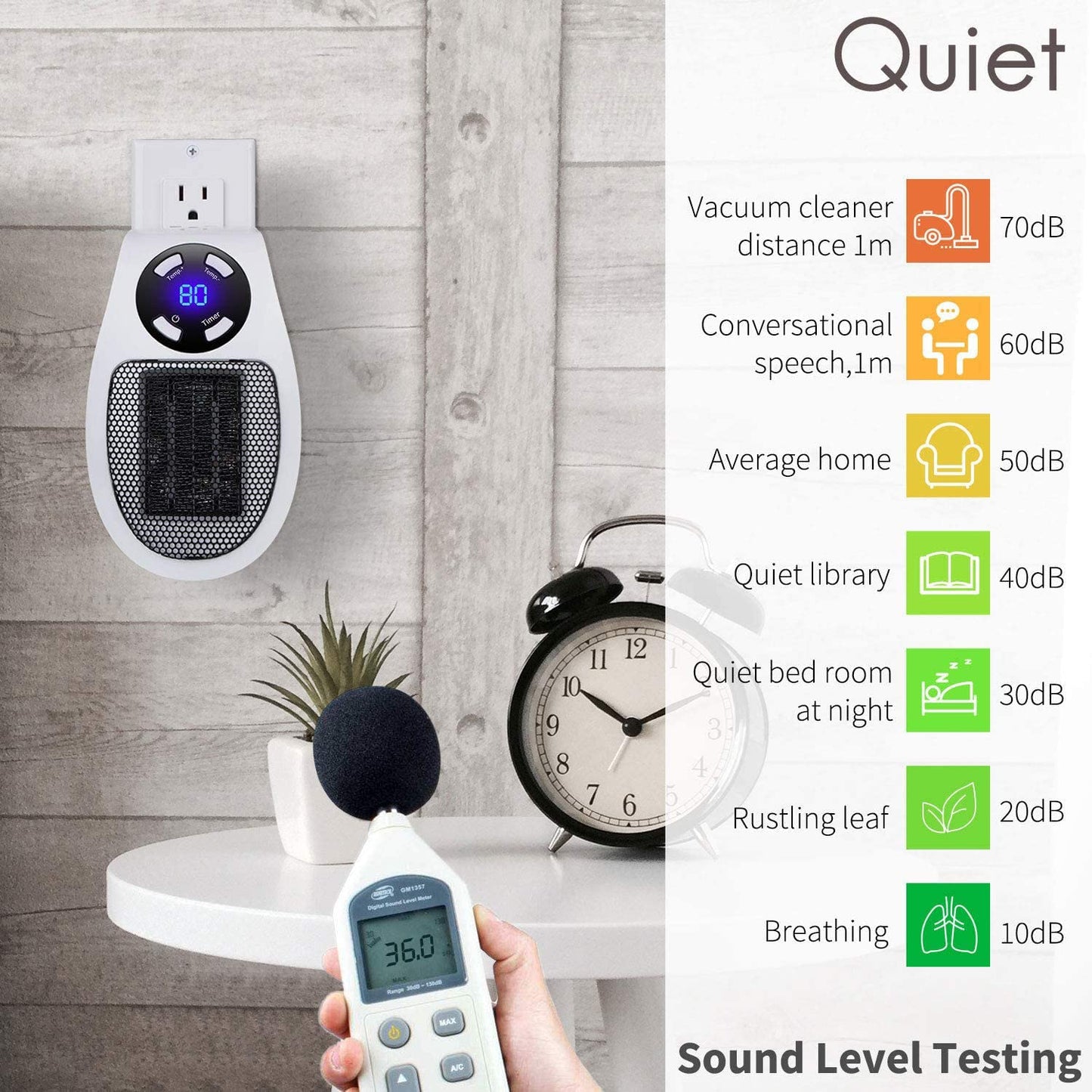 Wall Space Heater 350W Portable Electric Heater with Programmable Adjustable Thermostat, Overheat Protection, Precise LED Display, Ped UL and CSA Certification Safe Heater for Office Dorm Room