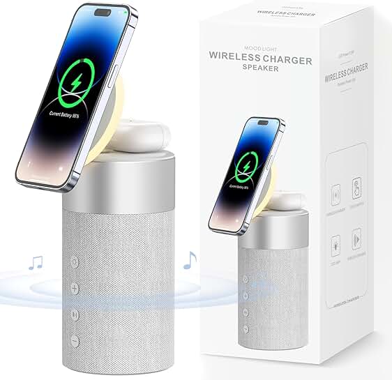 Bluetooth speaker with night light and wireless charger