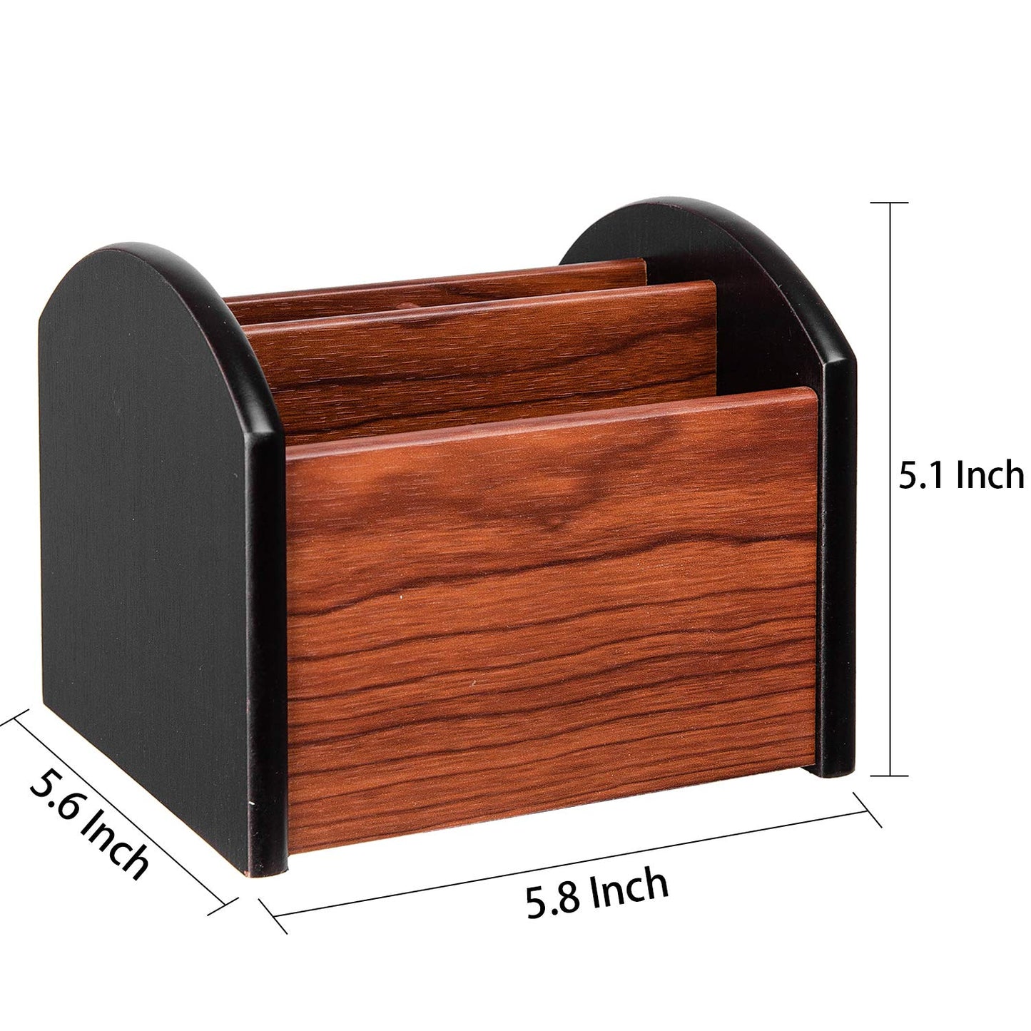 Wooden 4-Compartment Revolving Desk Organizer