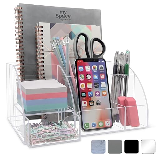 Clear acrylic desk organizer with nine compartments