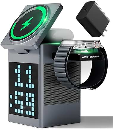 3-in-1 Wireless Charger with Bluetooth Speaker and Alarm