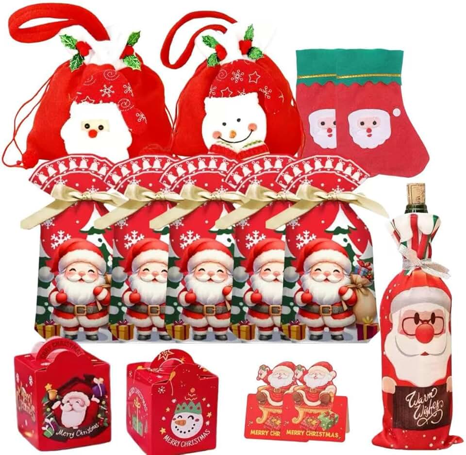 Christmas Gift Bags and Decorations Set with Cards