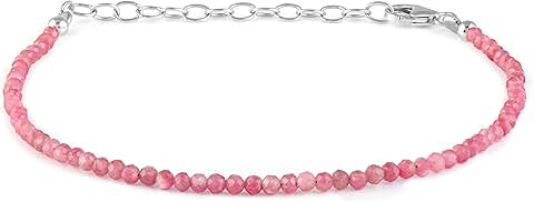 Pink Tourmaline Beaded Bracelet with 2mm Faceted Beads