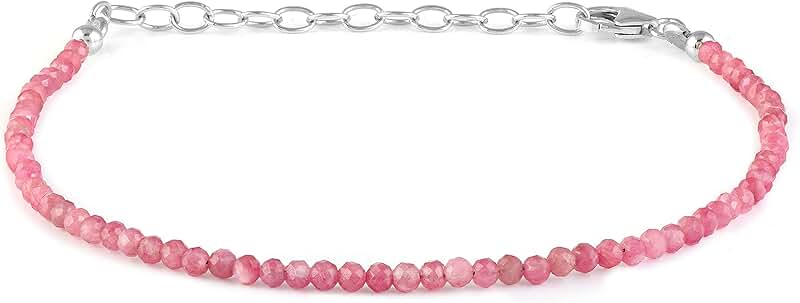 Pink Tourmaline Beaded Bracelet with 2mm Faceted Beads