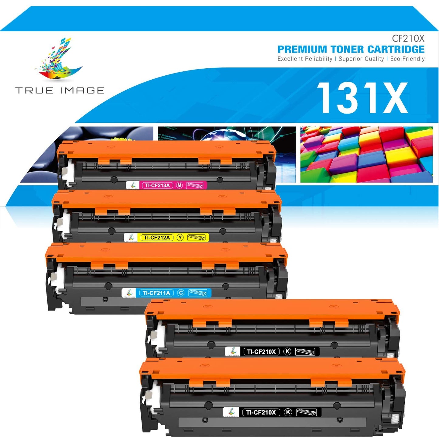 Compatible Toner Cartridge Replacement for HP 131A 131X Pro 200 Color M251nw M251n MFP M276nw M276n CF210X CF210A CF211A CF212A CF213A Printer (Black Cyan Yellow Magenta, 5-Pack)