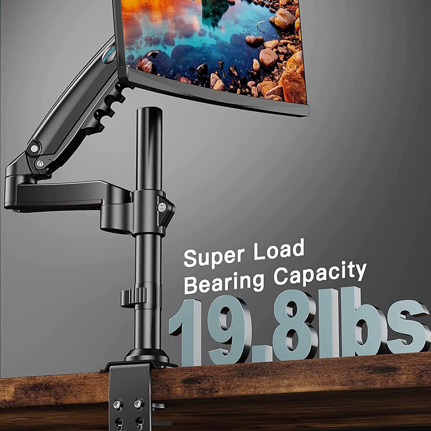 Single Monitor Mount - Gas Spring Monitor Arm Fits 13-32'' Monitor, Full Motion Swivel, Single Monitor Stand, Ultra Height Adjustable for Stand Work, Monitor Desk Stand with VESA, Max 19.8lbs