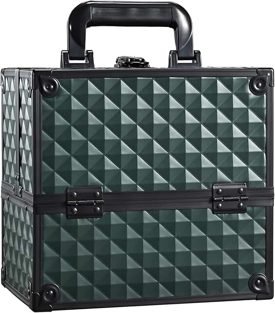 Dark Green Portable Makeup and Nail Kit Case