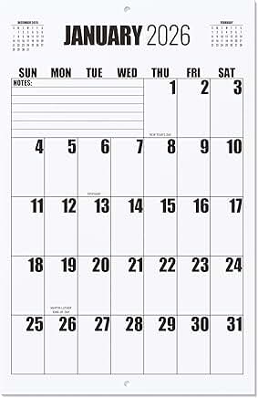 Large Wall Calendar 2026-2027 for Planning and Scheduling